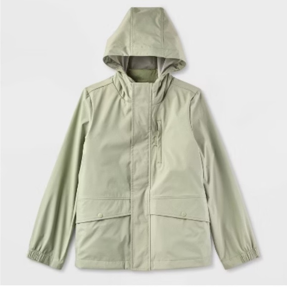 Cat & Jack Other - Green Raincoat with High Collar and Weather-Resistant Material